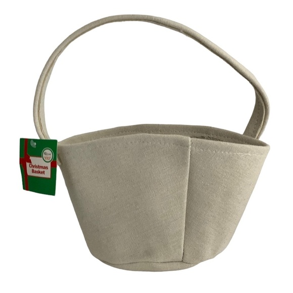 Simply Holiday Canvas Christmas Basket Lined Tote Buffalo Check Plaid - Picture 2 of 14